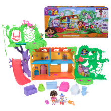 Dora Explore & Play Rainforest Casita Playset Dora & Boots Figures Dollhouse Furniture Bilingual Phrases Kids Toys for Girls & Boys Ages 3 and U