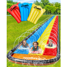 JAMBO 18ft Triple Lane Slip Splash and Slide mit 3 Bodyboards mit eingebauter Surround-Sprinkleranlage fr Wasserspa im Hinterhof im Freien fr