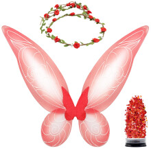 Asas de Fada Vermelhas Funcredible, Coroa de Fada e Glitter - Acessórios de Fantasia