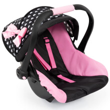 Bayer Design-poppen: Deluxe autostoeltje: harten zwart en roze - Fantasiespel-accessoire voor poppen/pluches tot 45 cm (48 cm) vanaf 3 jaar groot