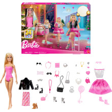Barbie Fashionistas Adventskalender, mit 24 Teilen und Zubehör, Barbie, Mattel JFL63, ab 3 Jahren