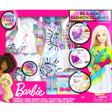 Kit de Diseñadora de Moda Tie-Dye de Barbie - Set DIY para Niñas con Vestidos, Marcadores, Stickers y Herramientas