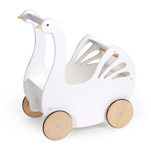 Tender Leaf Toys - Carrinho de Bebé Cisne - Carrinho de Bonecas em Madeira - Brinquedo de Simulação para Meninos e Meninas