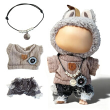 Set di vestiti per bambole da 17 cm (NO bambola) - Grazioso maglione lavorato a maglia e gonna all'uncinetto realizzata a mano Abiti alla moda in