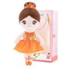 Gloveleya Baby Meisjes Cadeaus Poppen Zachte Pluche Ballet Meisje Pop Oranje 14 Inch met Cadeau Doos