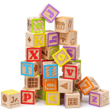 SainSmart Jr. Alfabetblokke i tr? 1,73 tommer 30 stk. byggeklodser inklusive bogstaver Tal og dyr Montessori-tr?blokke til f?rskoleb?rn