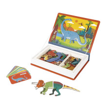 Janod - Magneti'Book Dinosaurs - 50-part educational magnetic game Teaches fine motor skills and imagination - FSC Certified - Suitable for ages 3 an