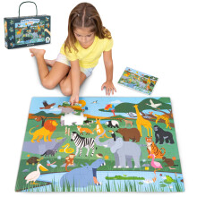 BONNYCO Puzzles Gigantes de Suelo para Niρos de Animales de la Selva con 48 Piezas Grandes. Safari Jumbo Puzzle 36.2 x 24.4 pulgadas Regalos para