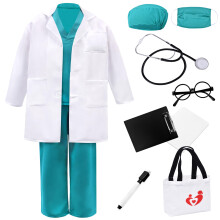 ZZIHAN Costume da Dottore per Bambini - Camice da Laboratorio e Camice con Stetoscopio Portablocco per Infermieristica Accessori Veterinario - Ra