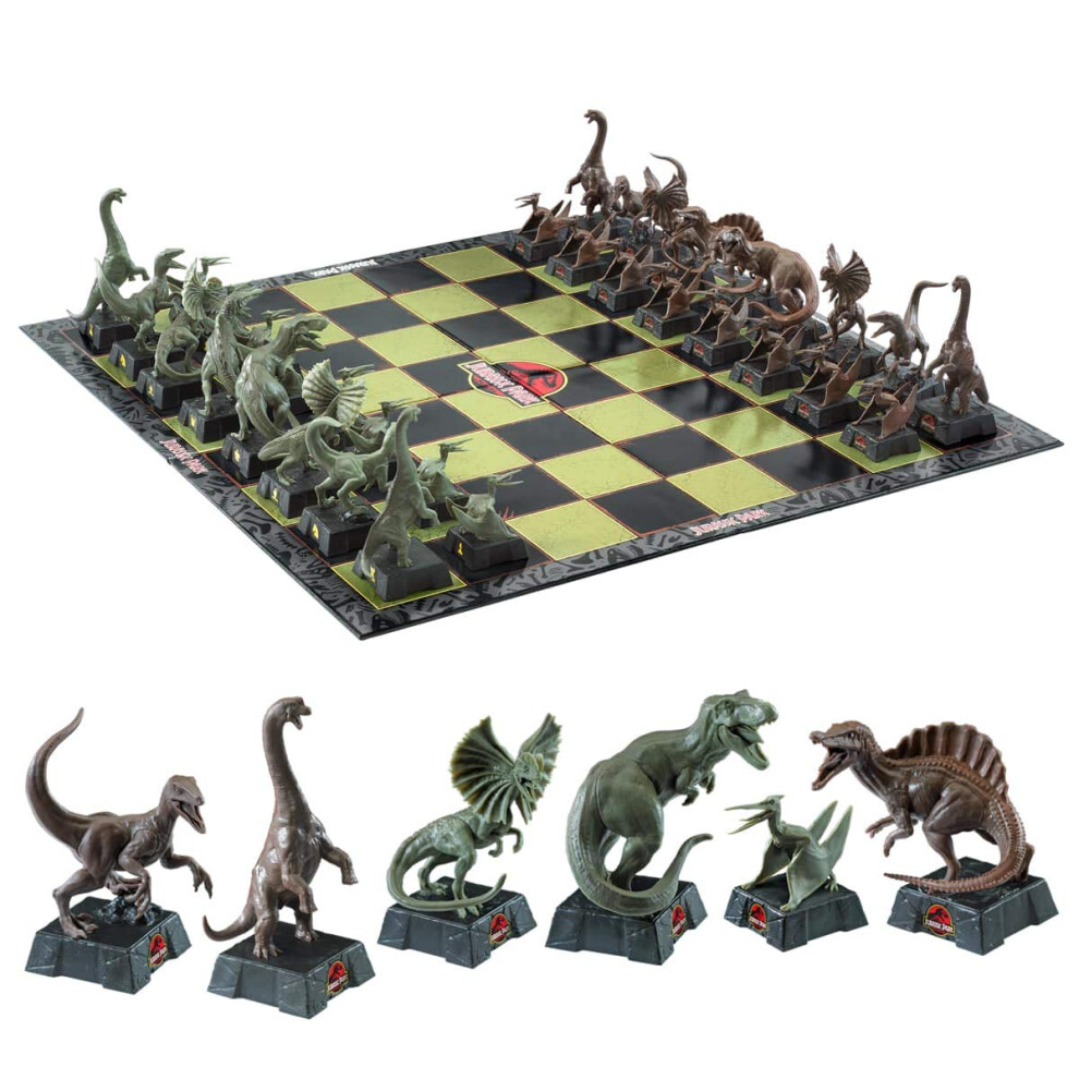 Jurassic Park Chess Set 32pc Dinosaur Board, The Noble Collection-image-OPC-P6S92WW-NEW