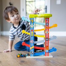 Fat Brain Toys Pista a zigzag - Torre per auto con apprendimento dei numeri per bambini in et? prescolare