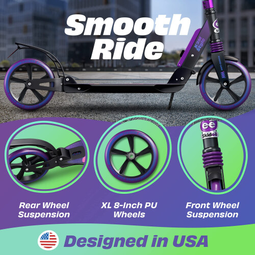 Skidee Kick Scooters για Παιδιά 8-12 - Ρυθμιζόμενο Ύψος έως 41", Αναδιπλούμενο, 8" Αμορτισέρ, 220LBS 1