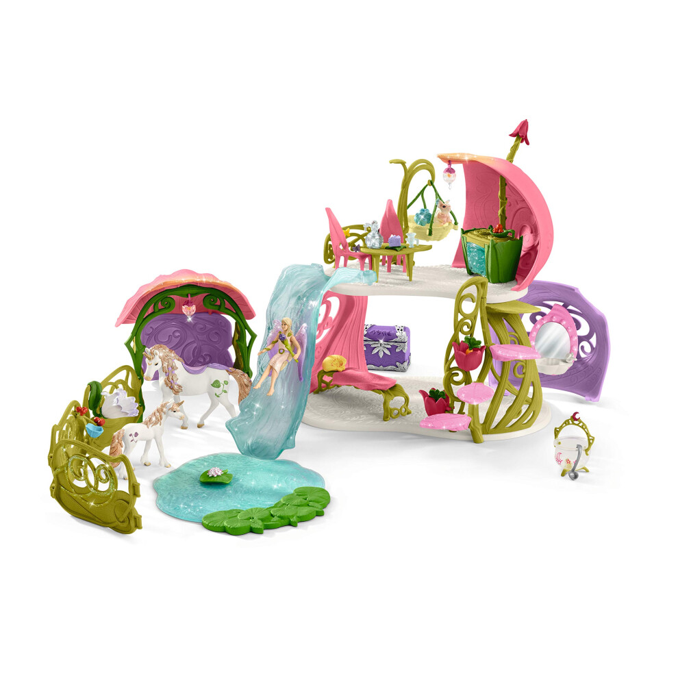 Schleich Bayala 42445 Glittering Flower House With Unicorns, Lake And Stable (New)