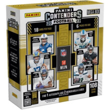 Panini 2023 Contenders Football Mega-Sammelkartenbox (108 Karten/Box), ein blaugrnes Autogramm von Parallels