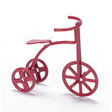 Poppenhuis Rode Fiets Kinderdriewieler Miniatuur 1:12 Kinderkamer Speelgoedwinkelaccessoire