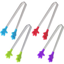 Mini-Eiswürfelzange aus Silikon in Handform, hitzebeständig, Küchenhelfer mit farbenfrohem Design, Edelstahl, fördert die Feinmotorik,