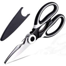 Multifunctionele keukenschaar, robuuste roestvrijstalen schaar voor vlees, kip, gevogelte, fruit, pizza en pasta, met ingebouwde flesopener.