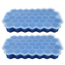 Forma de gelo hexagonal, molde de silicone flexível para cubos de gelo perfeitos com tampa removível para proteção contra odores na geladeira,