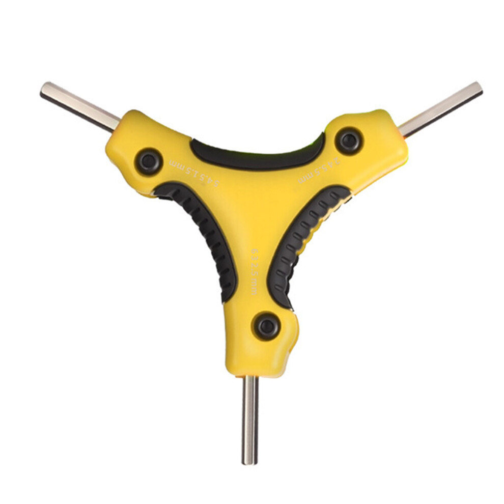 Compact Triple Head Hex Key Ergonomic Handle Accuracy-Yellow 7754000309504