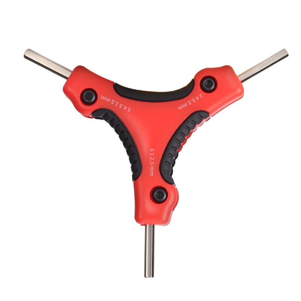 Triple Prongs Hex Key Wrenches Carbon Steel Construction- Red 7754000310296