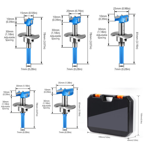 Precise Depth Control Adjustable Hole Cutter-Wooden blue 20mm 2