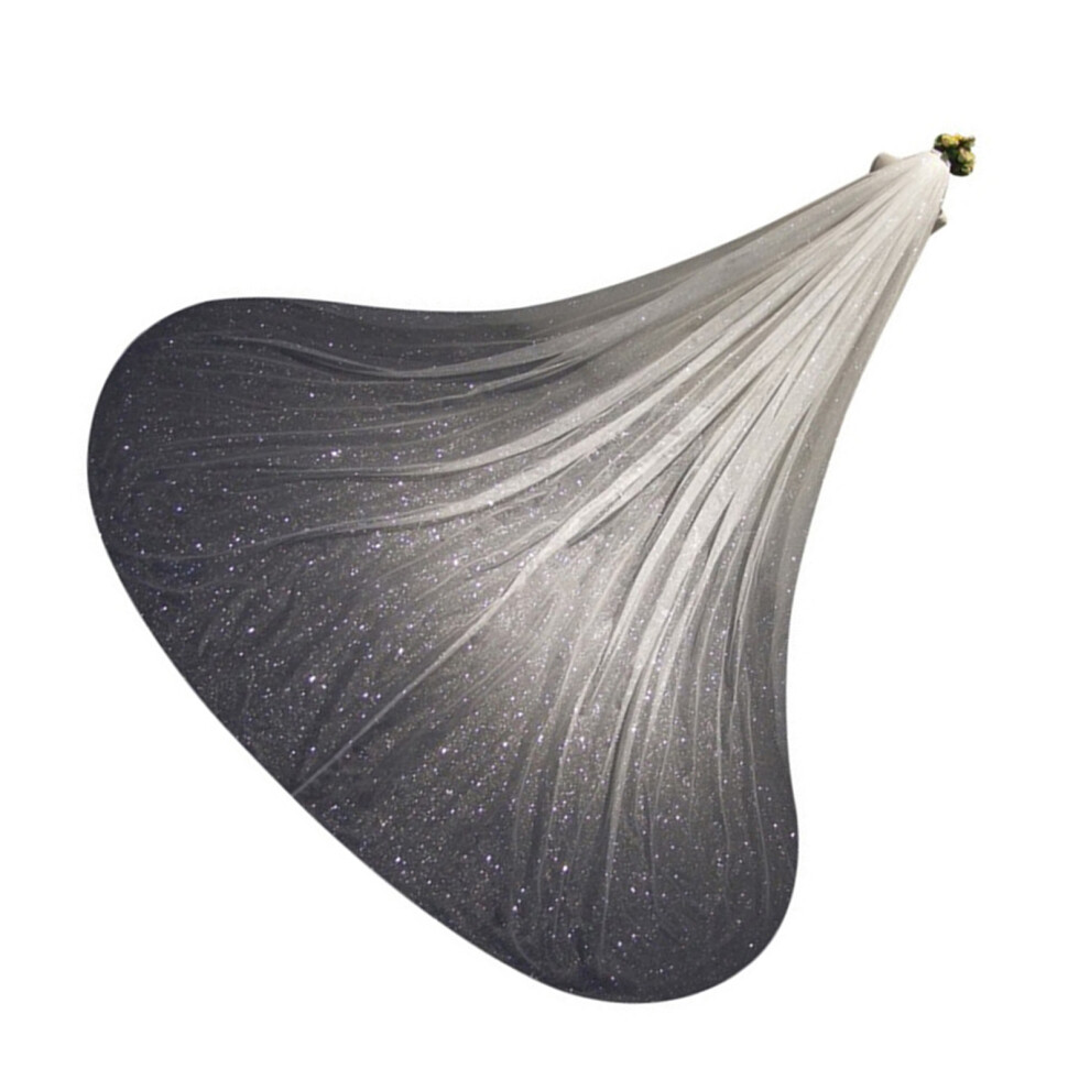 Women's White Long Cathedral Bridal Veil With Comb Wearable And Comfortable