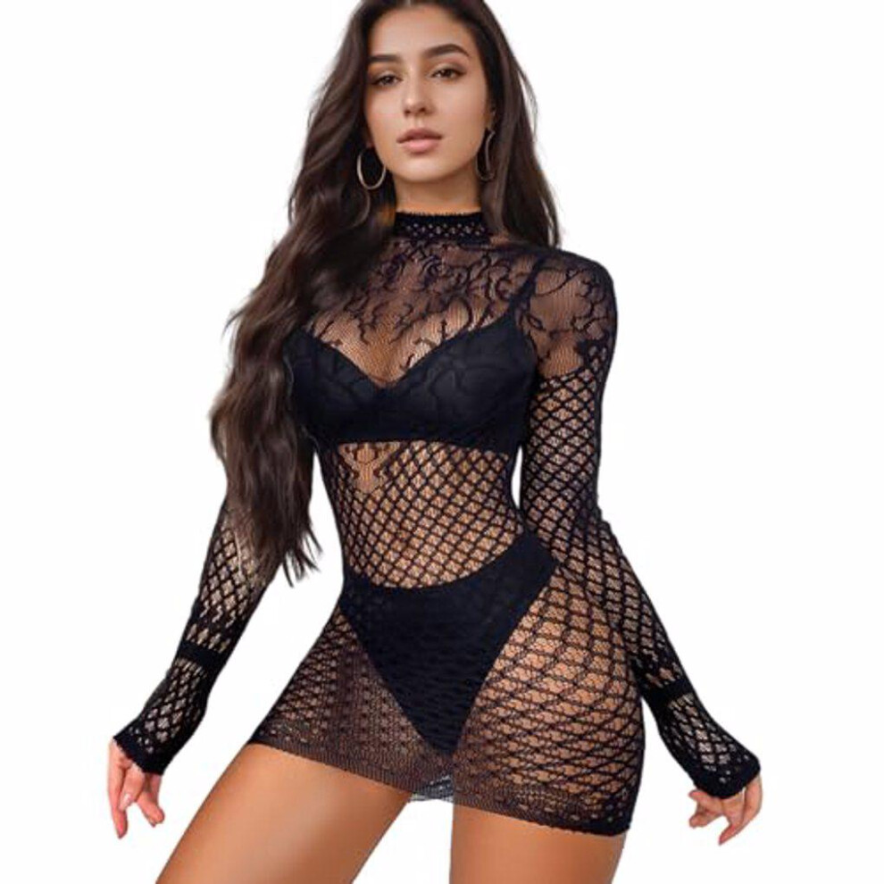 Sexy And Fashionable Fishnet Bodycon Dress For Confidence Black-image-OPC-PMXC2X8-NEW