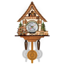 Antique Wooden Cuckoo Clock Wall Decor, 129*231*55mm, Traditional Style