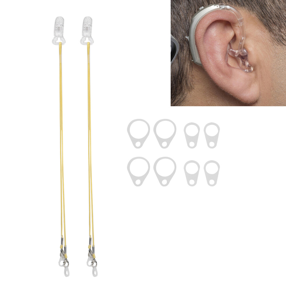 2Pcs Hearing Aid Rope Anti-Lost Clip, 33cm Portable Silicone & Metal
