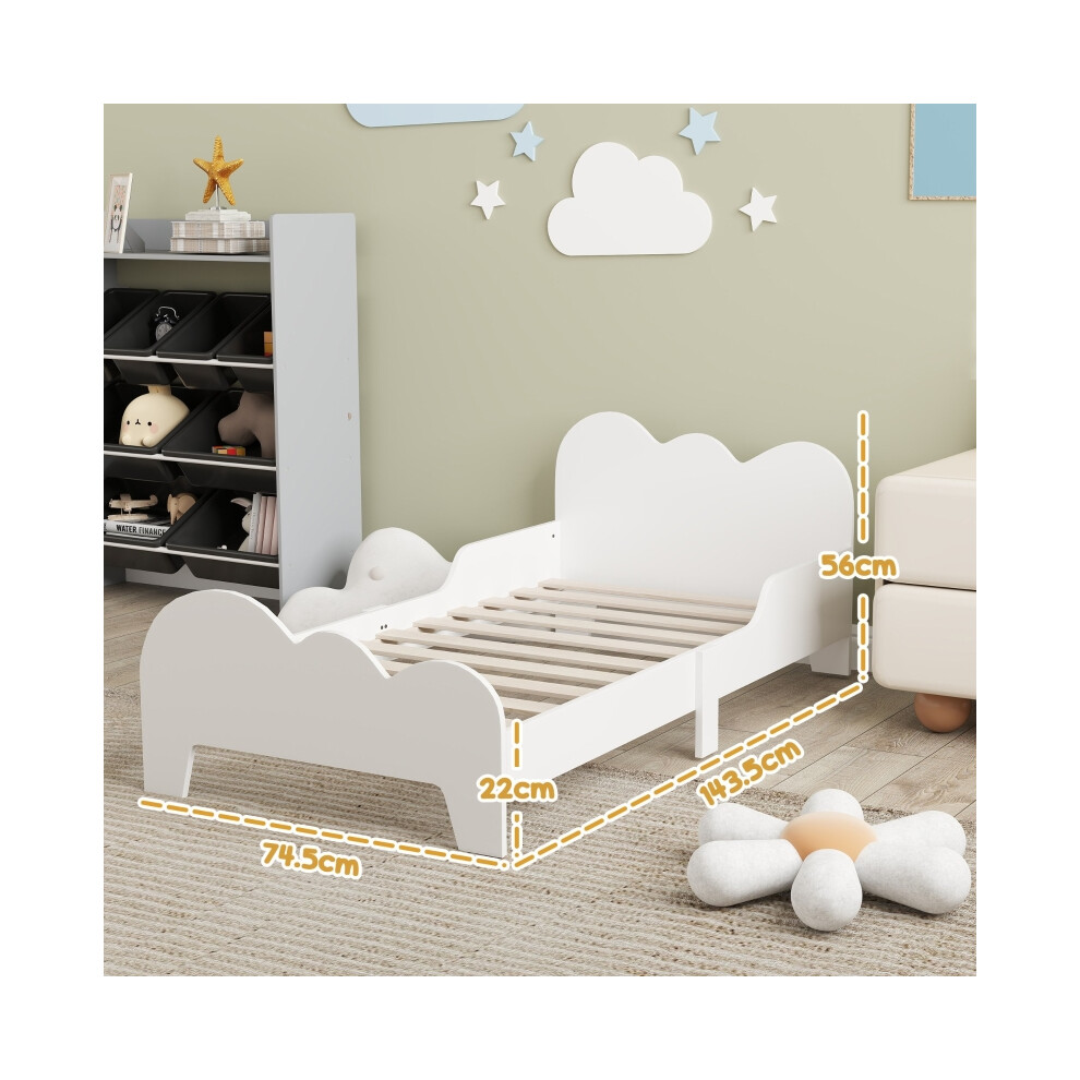 Toddler Bed Frame with Safety Rails Cloud-Themed Design 143.5 x 74.5 x 56cm Child-Friendly Material & Sturdy Construction-image-OPC-PMXCKDP-NEW