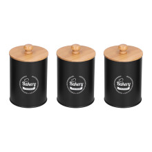 Set di barattoli in stile rustico, barattoli in metallo nero per alimenti per tè, caffè e zucchero, barattoli decorativi per il piano cucina con