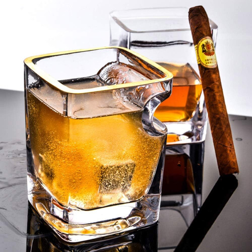 Ποτήρι πούρου Twist Whiskey, υψηλής ποιότητας ποτήρι χωρίς μόλυβδο, μοναδικό τετράγωνο 1