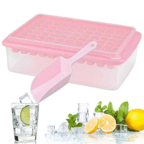 Space-saving Ice Cube Tray, Bpa Free Stackable Design With Easy Release, Flexible Durable Plastic, Ice Storage Container For Freezer, Food Grade Mater