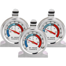 Vielseitiges Kühlschrankthermometer, breiter Sockel mit integriertem Haken für bequeme Anbringung, robuster Edelstahl für langfristige