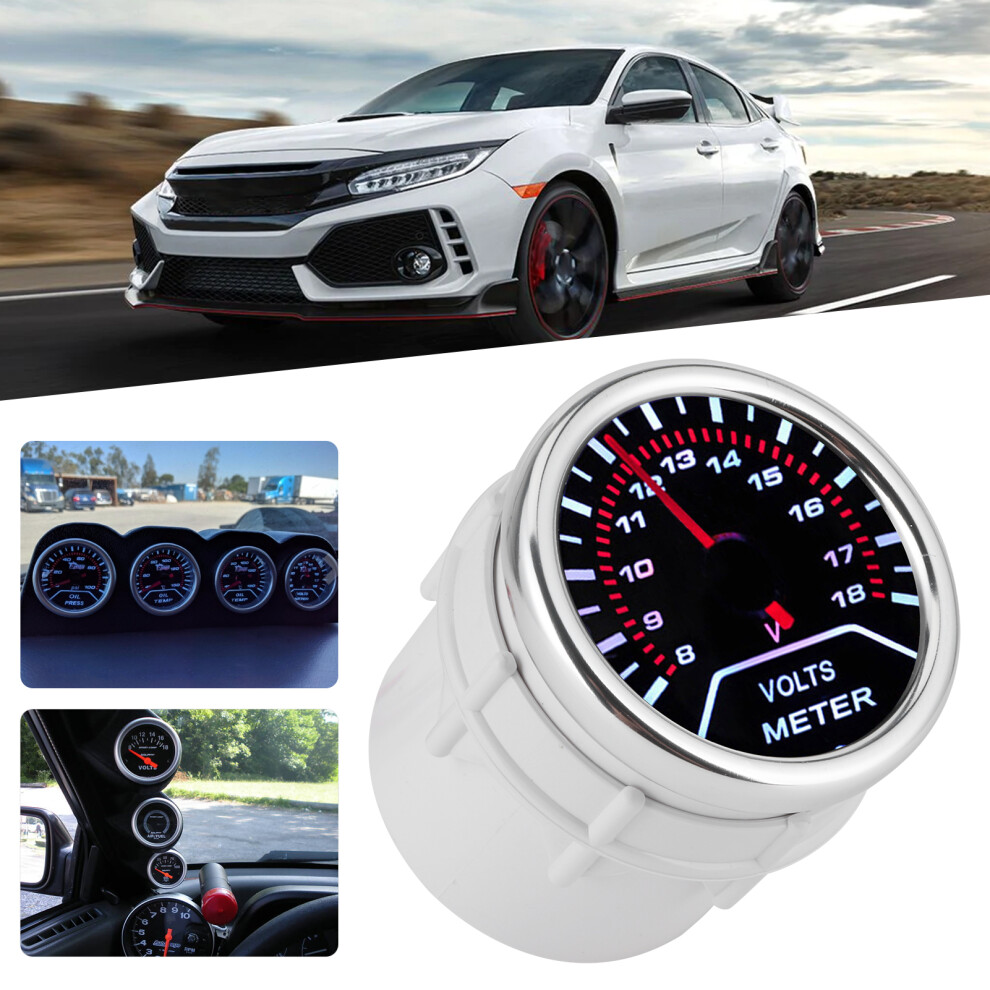 52Mm Universal Volts Meter Gauge 8-18V Auto Voltmeter With Smoked Lens 8711360218036