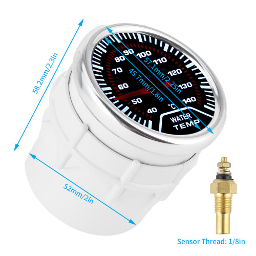 Water Temp Gauge LED 52mm 2in Celsius Universal 1/8 Thread 2
