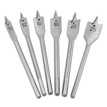 6Pcs High Carbon Steel Flat Wood Drill Bits Accuracy Ground For