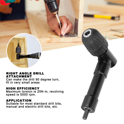 Black Right Angle Drill Attachment 90 Extension for Power Tool Accessory 2