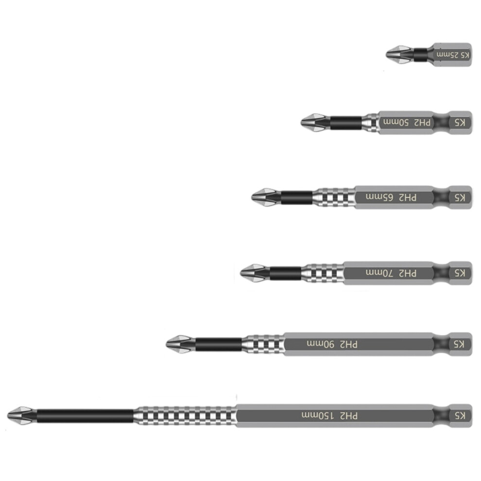 6Pcs Magnetic Screwdriver Bit Set Ph2 Antislip Hex Shank Screw 7696000237404