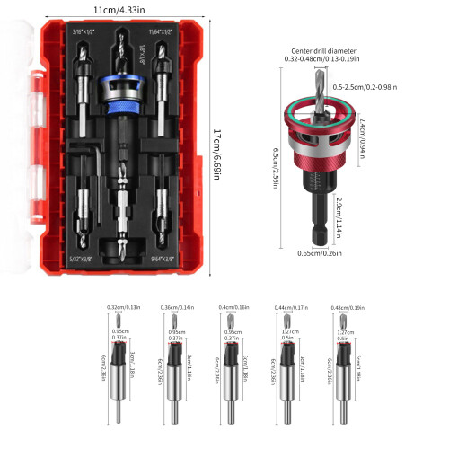 Limit Countersink Drill Bit Set Hole Punch Deep Adjustable-Blue 2