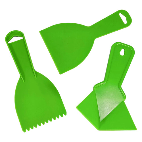 3Piece Plastic Putty Scraper and Tooth Notched Spatula Corner