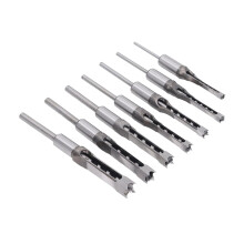 7 Piece Square Hole Woodworking Drill Set Mortise Chisel Bits