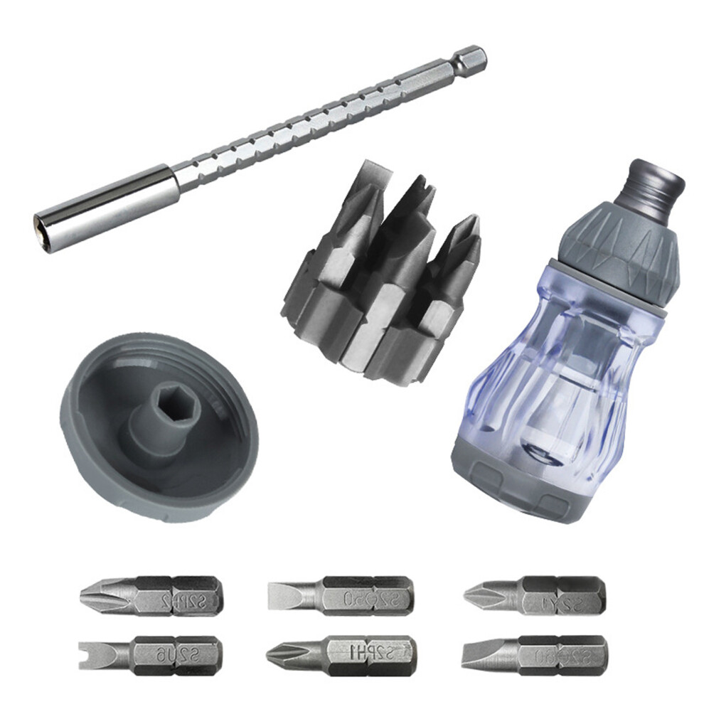 6 Piece Ratcheting Screwdriver Kit Steel Bit Ergonomic Grip 7696000240817