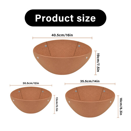 3 Pack Round Felt Basket Inserts Set Prevents Bird-16 inches 2