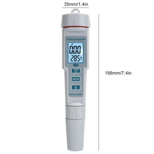 Portable Salinity & Temp Meter: PH/EC/TDS Light 188mm Precise Results 2