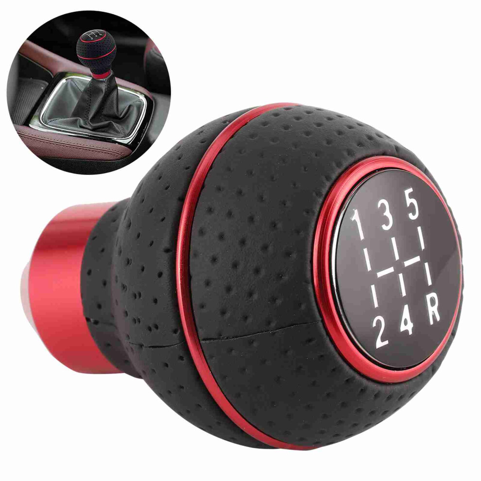 Manual Gear Shift Knob Stick 5 Speed Aluminium Alloy Leather Accessory Red 4681360227403