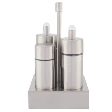 Öl- und Essigspender-Set, Gewürzflasche aus Edelstahl mit Ausgießdeckel, Salz- und Pfefferstreuer für die Küchenarbeitsplatte, vielseitiges