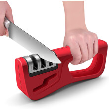 Affilacoltelli multifunzione per lame dritte e seghettate, impugnatura ergonomica per un'affilatura senza sforzo, angoli protettivi per una