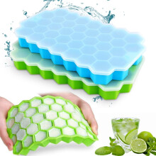 Flexible Eiswürfelformen, 2er-Pack wiederverwendbare, stapelbare Schalen mit abnehmbaren Deckeln für einfaches Entnehmen der Eiswürfel, BPA-frei,