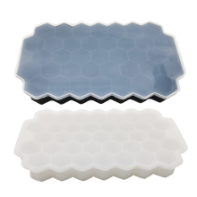 Forma de gelo hexagonal, molde de silicone flexível para cubos de gelo perfeitos com tampa removível para proteção contra odores na geladeira,